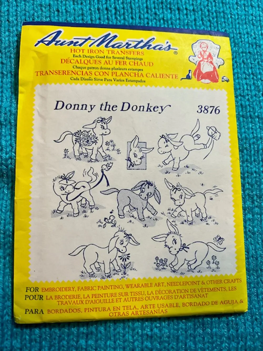 Aunt Marthas iron on transfers 3876 Donny the donkey